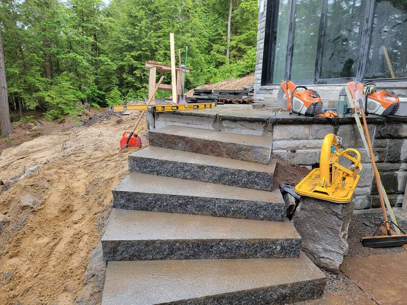 Stone Retaining Wall Installation In Bracebridge